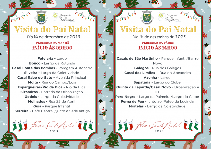 VISITA DO PAI NATAL &Agrave; FREGUESIA DE SAPATARIA - 2023